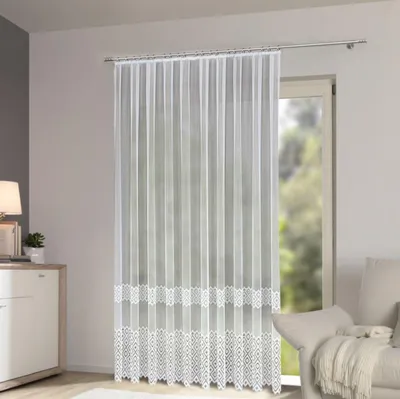 Produktbild von Gardine Jacquard Ella mit Faltenband - Größe (HxB): 245x450cm Farbe: Weiß