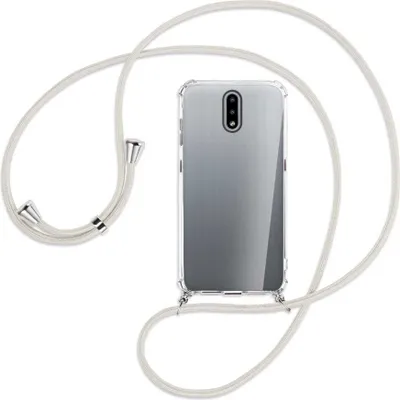 Produktbild von Handykette Backcover-Schutzhülle mit Band (Metall silberfarben) für Nokia 2.3 - broken white