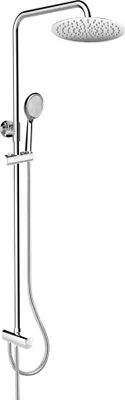 Immagine prodotto di Mereo Set doccia con asta, flessibile, mano e piatto doccia rotondo, sottile, in acciaio inox - CB95001SS1
