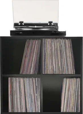 Produktbild von Aufbewahrungsschrank für Schallplatten-LPs - Bücherregal - 4 Fächer - schwarz