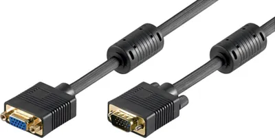 Produktbild von Goobay 50487 Full HD SVGA Monitorverlängerung, vergoldet, 5 m, Schwarz - VGA-Stecker (15-polig) > VGA-Buchse (15-polig)