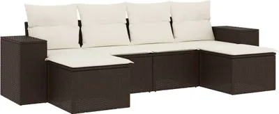 Produktbild von vidaXL 6-tlg. Garten-Sofagarnitur mit Kissen Braun Poly Rattan