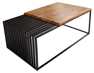 Zdjęcie produktu dla Stolik kawowy 100 cm, drewniany, designerski, nowoczesny, do salonu – KUP TERAZ