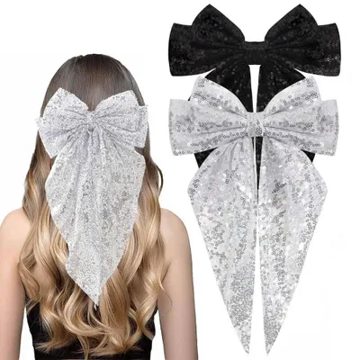 Produktbild von Haarspangen - 2er Set - Glitzerschleifen - Haarclips für Damen und Mädchen - Prinzessinnen-Haaraccessoires - Festlicher Haarschmuck