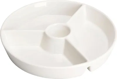 Obrázek produktu pro Kulatý tác na občerstvení s přihrádkami a místem na dip, Ø 19,5 cm