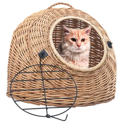 Image de vidaXL Panier de transport pour chats 60x45x45 cm Osier naturel