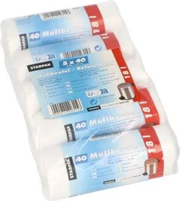 Produktbild von Papstar Müllbeutel, HDPE 18 l 52 cm x 46 cm weiß, 6 x (5 x 40) Stück
