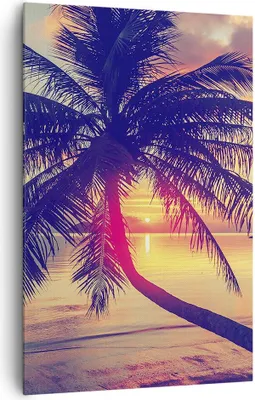 Produktbild von Bild auf Leinwand - Leinwandbild - Einteilig - Meer Strand Palme - 80x120cm - Wand Bild - Wanddeko - Wandbilder - Leinwanddruck - Wanddekoration - Leinwand bilder - Wandbild - PA80x120-3925