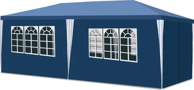Produktbild von Izrielar Pavillon Partyzelt für Gartenpartys & Feiern, regen- und winddicht, mit Seitenwänden 3x6m Blau