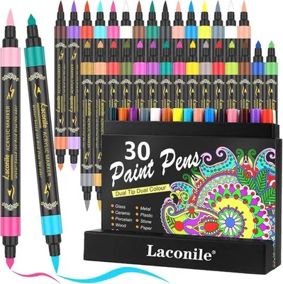 Produktbild von Famanu Acrylmarker Set 30 Stück - 60 Farben, doppelseitige Stifte