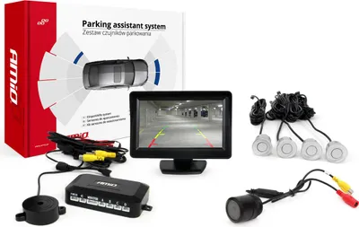 Obrázek produktu pro AMiO Parkovací asistent TFT01 4,3" s kamerou HD-301-IR, 4 senzory, stříbrný