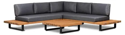 Produktbild von Ecklounge-Set Barstano | Anthrazit & Grau | Akazienholz und Aluminium