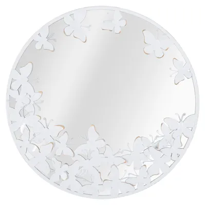 Zdjęcie produktu dla Lustro ścienne "Motyle", metal, MDF, 62,5 x 2,3 cm, białe i złote, o Ferretti