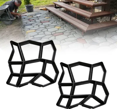 Produktbild von Yakimz 2er-Set Pflasterform für den Garten, 43x43x4cm, unregelmäßig Pflasterformen Kunststoff von Auffahrt, Garten, Terrasse