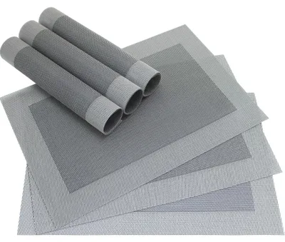 Immagine prodotto di Tovaglietta BORDA Set di 6 tovagliette in plastica intrecciata argento nero 45x30 cm