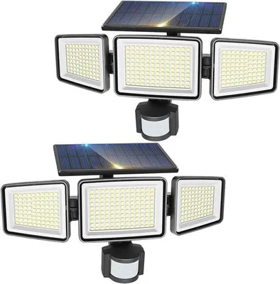 Productafbeelding van Zonnelampen voor buiten met bewegingsmelder - 2 stuks, 302 LEDs, 3 modi, IP65 waterdicht
