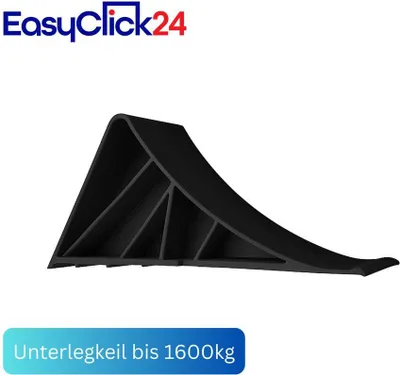 Produktbild von Tripus Unterlegkeil Kunststoff 1600kg Achslast Reifenhalbmesser 295mm oder AL-KO UK36 Stahl verzinkt Anhängerkeil wahlweise mit Halter Typ 1 Lasche oder Typ 2 Klappbügel Farbwahl Schwarz Weiß RotSchwarz 1 Stück Keinen Halter