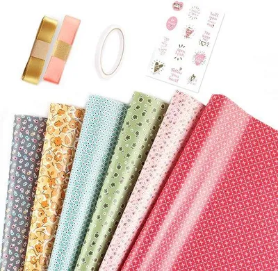 Produktbild von Famanu Geschenkpapier, 6 Bögen Geschenkpapier für Geburtstage, Geschenkset (70 cm x 50 cm)