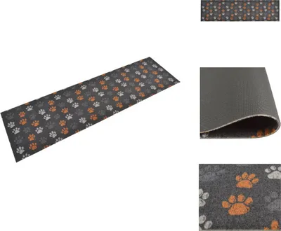 Produktbild von vidaXL Küchenteppich Waschbar Pfoten 45x150 cm Samt -  Fußmatten