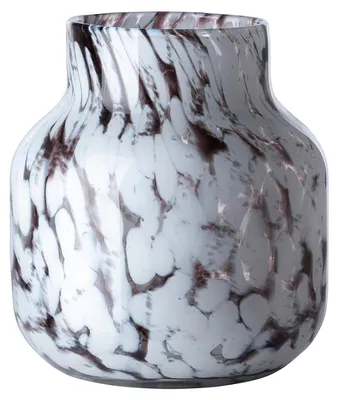 Produktbild von PANTEA Glasvase - braun/weiß - H. 23cm x Ø 23cm - Glas - Windlicht