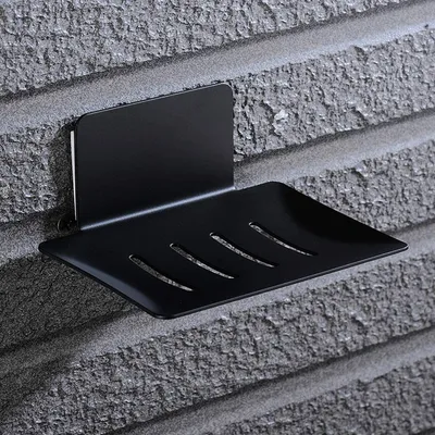 Produktbild von Selbstklebende Seifenhalter Edelstahl Seifenkorb WC Seifenablage Wand Montage ohne Bohren für Badezimmer Küche Schwämme Bürsten Seife (Schwarz, Nagelfrei)