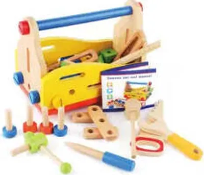 Immagine prodotto di Cassetta degli attrezzi in legno Giocattoli in legno per bambini a partire dai 3 anni Lavorazione del legno