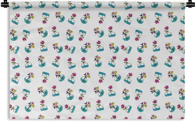 Produktbild von MuchoWow® Wandteppich Wandbehang Blumen - Muster - Frühling 150x100 cm Tapisserie Dekoration Wandtuch - Waschbar - Tapisserien - Wand-Decke