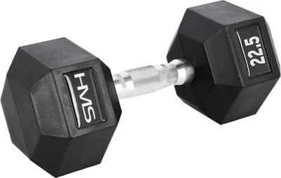 Produktbild von HMS Fitness HEX PRO 22.5, Kurzhantel mit festem Gewicht, Schwarz, Edelstahl, Stahl, Gummi, 22,5 kg, 3,4 cm