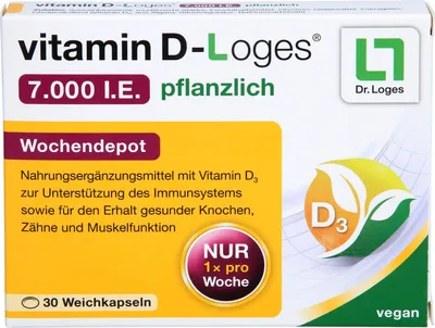 Produktbild von vitamin D-Loges 7.000 I.E. pflanzlich Weichkapseln, 30 St., 30 St. Kapseln