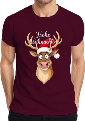 Obrázok produktu pre Veselé Vianoce Vtipné soby Vianočná čiapka Kreslený humor Pánske tričko, bordová, L