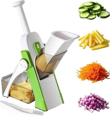 Produktbild von Famanu Mandoline Gemüseschneider – Multifunktionale Gemüsehackmaschine mit 4 Schneideinstellungen