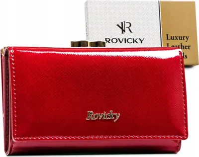 Obrázek produktu pro Rovicky dámská kožená peněženka červená lakovaná 14 cm