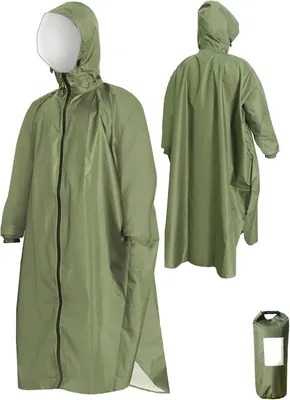 Produktbild von Regenponcho für Damen und Herren, wasserdicht, mit Kapuze, leicht und tragbar, Regenjacke mit langen Ärmeln, ideal zum Wandern, für Outdoor-Aktivitäten und zum Fahrradfahren