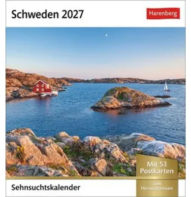 Obrázok produktu pre Schweden Sehnsuchtskalender 2027 - Wochenkalender mit 53 Postkarten