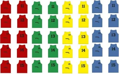 Produktbild von Set 5 Softee Trainingsweste, nummeriert von 11 bis 15 Azul JUNIOR