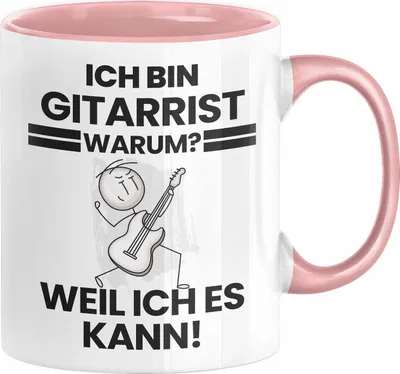 Produktbild von Gitarrist Geschenk Tasse Lustiger Spruch Ich Bin Gitarrist Warum Weil Ich Es Kann Geschenkidee Bester Gitarrist Geburtstag Kaffee-Becher (Rosa)