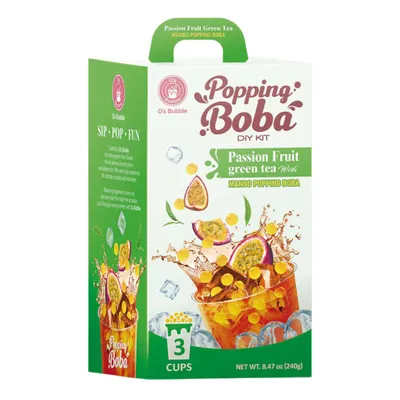 Produktbild von O's Bubble Popping Boba DIY Kit Drink Passionsfrucht Green Tea 240g (3x80g)