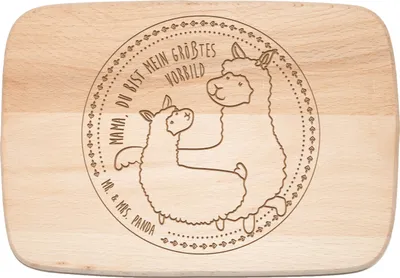 Produktbild von Mr. & Mrs. Panda vesperbrett Alpaka Mama - Transparent - Geschenk, Muttertag, Frühstücksbrett, Weihnachten, Holzbrett, Frühstücksbrettchen, Liebe, Familie, Schneidebrett
