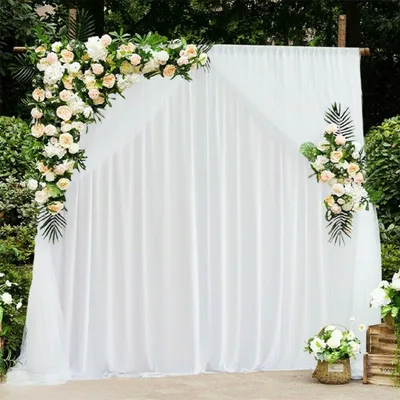 Produktbild von WISFOR Hintergrund Hochzeit Fotografie Vorhang Hintergrund Vorhänge, Gardine Vorhänge Stoff Backdrop Seide für Fotostudio, Hochzeit, Geburtstag Vorhang Deko, 2m×2m, Weiß