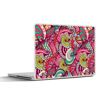 Produktbild von MuchoWow® Laptop Aufkleber Sticker Cover Blumen - Blätter - Regenbogen - Design 40x30 cm - Laptop Dekoration - Selbstklebend
