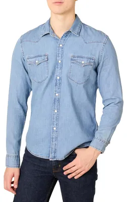 Produktbild von Amazon Essentials Men's Slim-Fit Long-Sleeve Denim Shirt Shirt, -Light Blue, X-Large