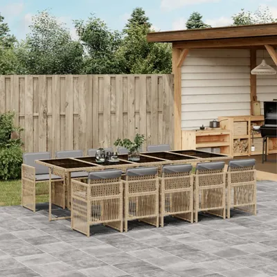 Produktbild von Best Möbel Gartenmöbel Set Balkonmöbel-Set 11-tlg. Garten-Essgruppe mit Kissen Grau Poly Rattan - Gartenmöbelgarnituren Cloris Neu7833151 5parcel