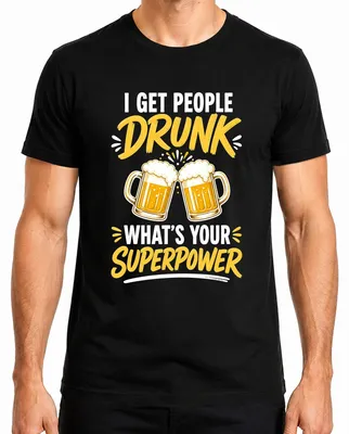 Imagen del producto de "Yo hago que la gente se emborrache. ¿Cuál es tu superpoder?" Camiseta para hombre, diseño "Bier Lustig Barkeeper", color negro, talla S