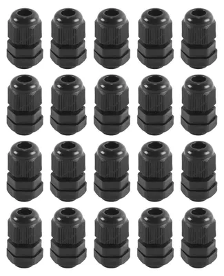 20x PG7 Kabelverschraubungen, Nylon, wasserdicht, IP68, schwarz