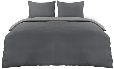 Obrázok produktu pre TRANKIELO® - Súprava obliečok na prikrývku 220x240 cm - Tmavosivá/Svetlosivá - Mikrovlákno - Obsahuje 2 obliečky na vankúše