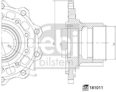 Produktbild von FEBI BILSTEIN 181011 Radnabe passend für MERCEDES-BENZ ACTROS Ø335mm Lochkreis
