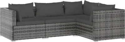 Obrázek produktu pro vidaXL 4dílná zahradní lehátková souprava s polštáři Poly Rattan Grey