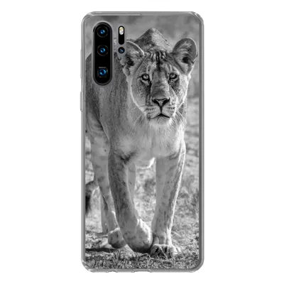 Produktbild von MuchoWow® Handyhülle Schutzhülle Hülle für Huawei P30 Pro Löwe - Schwarz - Weiß Silikon Softcase Handy Hülle - Schutzdeckel