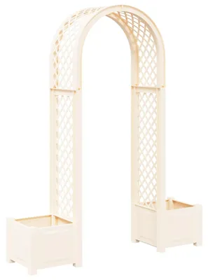 Obrázok produktu pre vidaXL Ružový oblúk s kvetináčmi, biely, 168,5 x 43 x 207 cm, PP