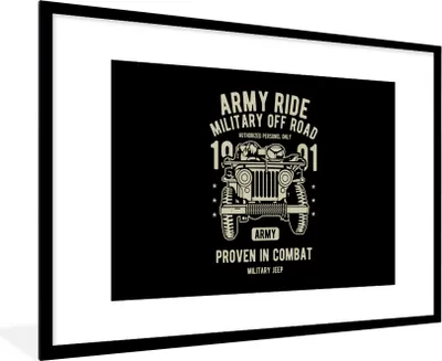 Produktbild von MuchoWow® MuchoWow® Gerahmtes Poster Mancave - Armee - Auto - Oldtimer 90x60 cm - Poster mit zchwarzem Bilderrahmen - Wanddekoration - Fotos